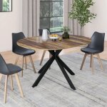 Idmarket table  manger extensible ronde alix 4 - 8 personnes pied araigne noir et plateau bois fonc ...