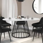 Idmarket table à manger extensible ronde yuna 4 - 8 personnes plateau effet marbre blanc alaska et noir ... Idmarket table à manger extensible ronde yuna 4 - 8 personnes plateau effet marbre blanc alaska et noir ...