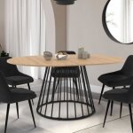 Idmarket table à manger extensible ronde yuna 4 - 8 pers plateau bois et pied filaire en métal 110 - ... Idmarket table à manger extensible ronde yuna 4 - 8 pers plateau bois et pied filaire en métal 110 - ...