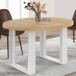 Idmarket table � manger fixe ronde phoenix 4 personnes bois et blanc 110 cm