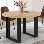 Idmarket table � manger fixe ronde phoenix 4 personnes bois et noir 110 cm
