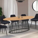 Idmarket table à manger ovale yuna 10 personnes plateau bois et pied filaire en métal noir 200 cm Idmarket table à manger ovale yuna 10 personnes plateau bois et pied filaire en métal noir 200 cm