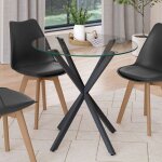 Idmarket table  manger ronde alix 4 personnes pied araigne noir et plateau verre 80 cm
