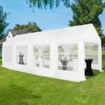 Idmarket tente de réception 4x8 m barnum pe 180gr / m² chapiteau blanc 40 personnes Idmarket tente de réception 4x8 m barnum pe 180gr / m² chapiteau blanc 40 personnes