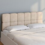 Idmarket t�te de lit suspendue matelass�e nuage velours beige 160 cm