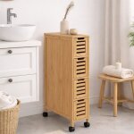 Idmarket tour de rangement 4 tiroirs bambou bea sur roulettes colonne gain de place