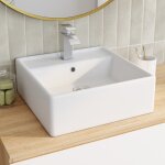 Idmarket vasque � poser carr�e en c�ramique blanche l. 41 x l. 41 x h. 155 cm