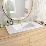 Idmarket vasque � encastrer rectangle en c�ramique blanche l. 81 x l. 46 x h. 17 cm
