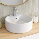 Idmarket vasque � poser ronde en c�ramique blanche l. 41 x l. 41 x h. 155 cm