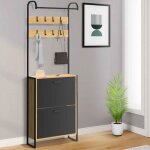 Idmarket vestiaire dentre boston meuble chaussures 2 portes bois et noir