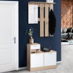 Idmarket vestiaire dentre avec miroir paulin design htre portes blanches