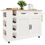 Ilot central - cdisplay - meuble cuisine avec rangement blanc - desserte � roulettes porte - serviettes ...