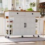 Ilot central - chariot de cuisine multifonctionnel - avec plan de travail rabattable - extensible 120 ...