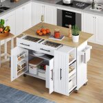 Ilot central cuisine avec armoire coulissante � 3 niveaux table � manger extensible avec porte serviettes ...