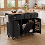 Ilot central cuisine avec compartiment poubelle et tiroirs table � manger extensible 112�46. 2 - 76. ...