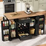Ilot central cuisine avec rangement meuble cuisine avec porte - bouteilles et �tag�res tiroirs120x45(70)x92 ...