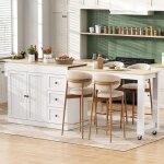 �lot de cuisine 130x45x93 cm avec roulettes et coin repas extensible buffet de cuisine avec �tag�re � ...