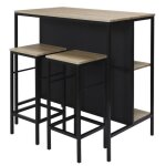 Ilot de cuisine & 2 tabourets loka 100cm noir
