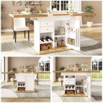 �lot de cuisine extensible (110 - 140�80cm) - rabattable 4 - 6 personnes platzsparente avec �tag�re � ...