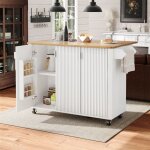 �lot de cuisine mobile 130 cm blanc / noir extensible - style bois 3 portes rangement �pices et porte ...