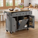 �lot de cuisine mobile sur roulettes espace repas extensible avec poubelle et tiroirs pour la cuisine ...