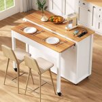 �lot de cuisine mobile sur roulettes - zone de repas extensible plan de travail compartiment pour poubelle ...