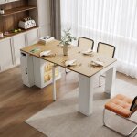 Ilot cuisine mobile table extensible plateau amovible desserte buffet avec multiprises blanc83x396x77cm ...