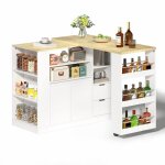 �lot de cuisine avec plan de travail extensible �lot de rangement avec �tag�res � trois c�t�s et 2 tiroirs ...