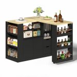 �lot de cuisine avec plan de travail extensible �lot de rangement avec �tag�res � trois c�t�s et deux ...