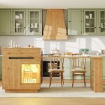 �lot de cuisine avec table extensible armoire multifonctionnelle led contr�le app aspect ch�ne rangement ...