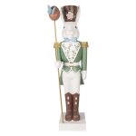 Image de d�coration lapin 28x23x96 cm blanc vert mat�riau c�ramique