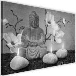 Image murale tableau sur toile cadre dcoratif canevas bouddha orchides bougies 3 90x60