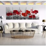 Impression sur toile intiss�e fleurs coquelicots rouge 30x60x5 pi�ces - photo d�co salon image peinture ...