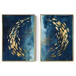 Impression sur toile moderne abstraite poisson dor� poster bleu pour salon all�e photo tableau decoration ...