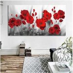 Impression sur toile peintures coquelicots romantiques avec des fleurs rouges affiches plantes et estampes ...