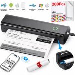 Imprimante thermique avec 215 feuilles de papier a4 imprimante bluetooth compatible pc / mac / ios / ...