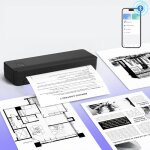 Imprimante thermique a4 portable sans encre bluetooth papier thermique a4 (210x297mm) 80mm 203dpi mini ...