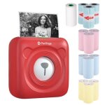 Imprimante thermique bt peripage mini pocket - rouge - sans fil - 12 rouleaux de papier