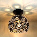 Industriel plafonnier cristal en m�tal noir moderne luminaire abat - jour d�coration lampe de plafond ...