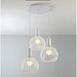 Industriel plafonnier suspension vintage lustre en fer luminaire cage - blanc