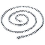 Collier - inf - chane pour homme - acier titane - argent - 60 cm