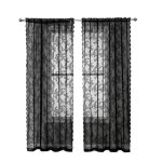 Inf noir dentelle rideaux 2 pcs le noir