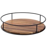 Inf plateau tournant de rangement de table en bois massif : organisation cuisine �pices noir plusieurs ...