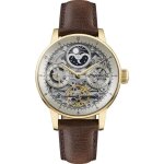 Montre homme - ingersoll - i07704 - botier acier inoxydable or - bracelet cuir marron - tanche