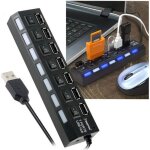Hub multiprise - insten - 7 ports usb 2. 0 - haute vitesse - boutons marche - arrt - noir