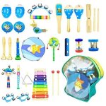 Instruments de musique pour enfants 25pcs set en bois percussion pour bb avec xylophone tambourin triangle ...
