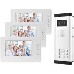 Interphone vid�o filaire 720p �cran 7 vision nocturne ir syst�me multi - appartements avec 3 moniteurs ...