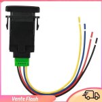 Interrupteur � bouton - poussoir avec led lumineuse 12v - dilwe - noir - plastique pvc - ext�rieur - ...