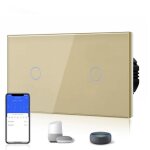 Interrupteur connect� bseed 1 gang tactile wifi verre 157mm or