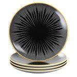 Assiettes en porcelaine - intirilife - ray - noir et blanc - 4 pices - 15. 3 cm